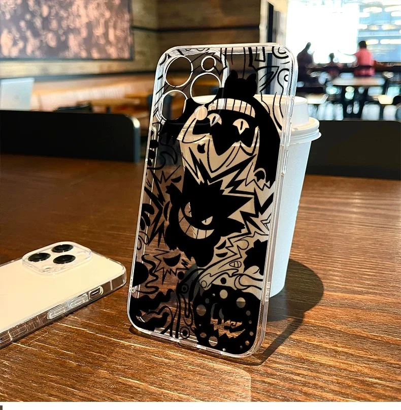 Anime Charmanders Gengars Hot Phone Case For IPhone 16 15 14 13 12 11 Mini Pro Max X XR XSMax 7 8 Plus SE20 Transparent Cover