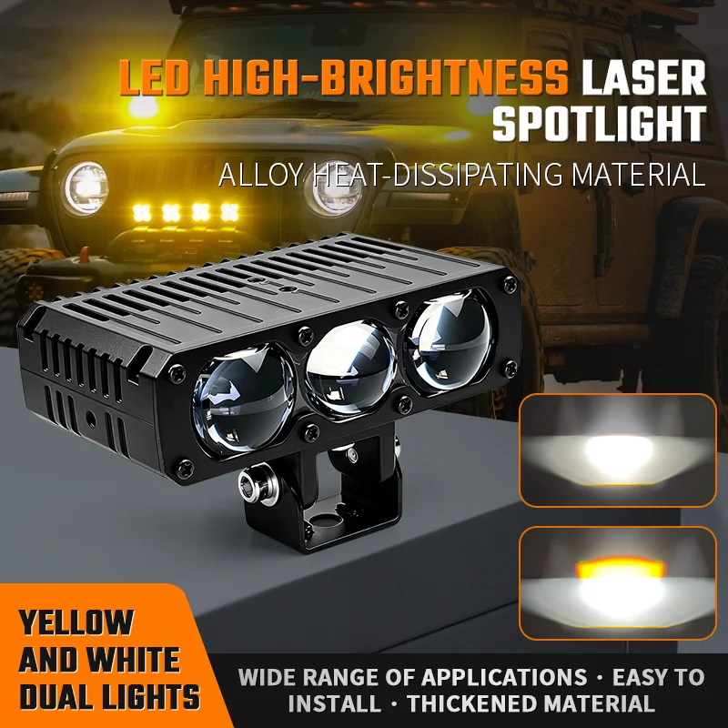 Three Direct LED Work Light Spotlight 6000K 12V 24V High Power Grille Bumper Light For Car Motorcycle OFF-Road 4x4 SUV ATV