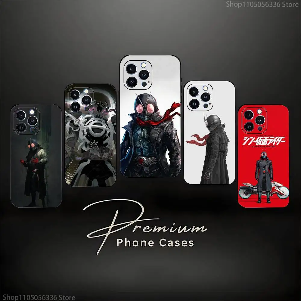 

M-Masked R-Rider knight Phone Case For iPhone 16,15,14,13,12,11 Plus,Pro Max,XS,X,XR,SE,Mini,8,7,Soft Silicone Black Cover