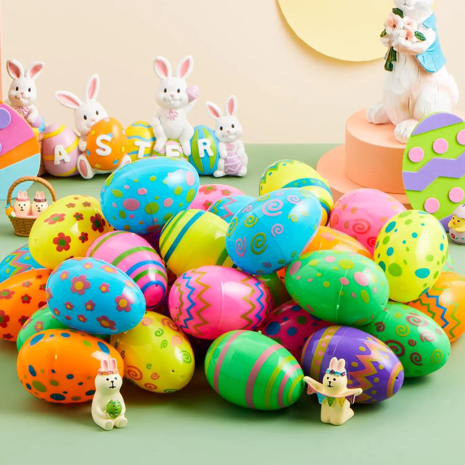 36Pcs Colorful Easter Egg Plastic Fillable Empty Egg Gift Packaging Box DIY Easter Party Home Decration Gift - Detail 1