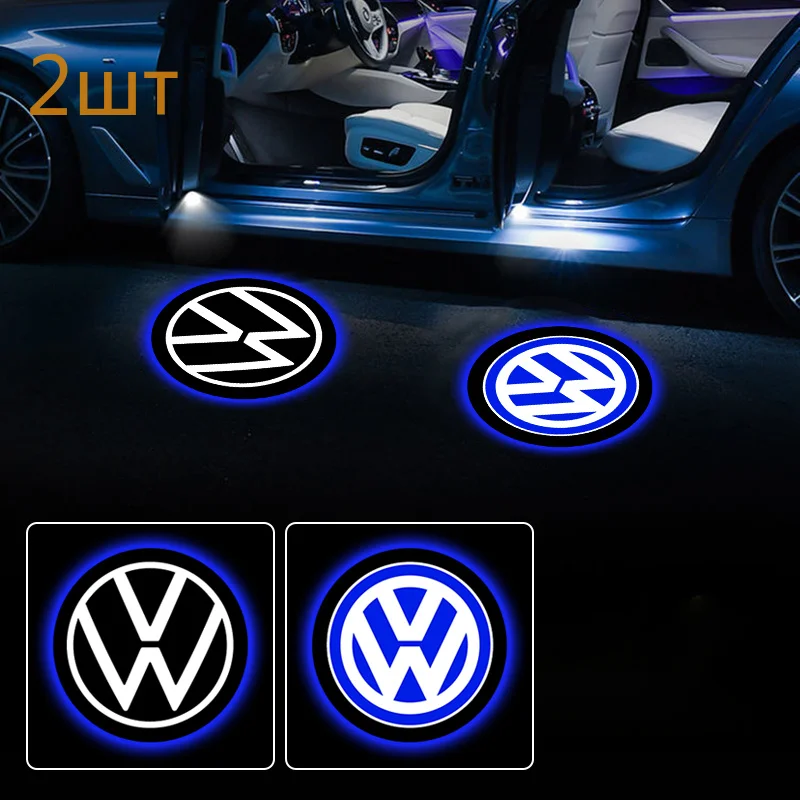 2 Stück Auto-Tür-Emblem-Logo-Projektorlampen, Willkommens-LED-Licht für VW Scirocco, POLO, Tiguan, Passat B5, B6, B7, Golf, EOS, Jetta MK6
