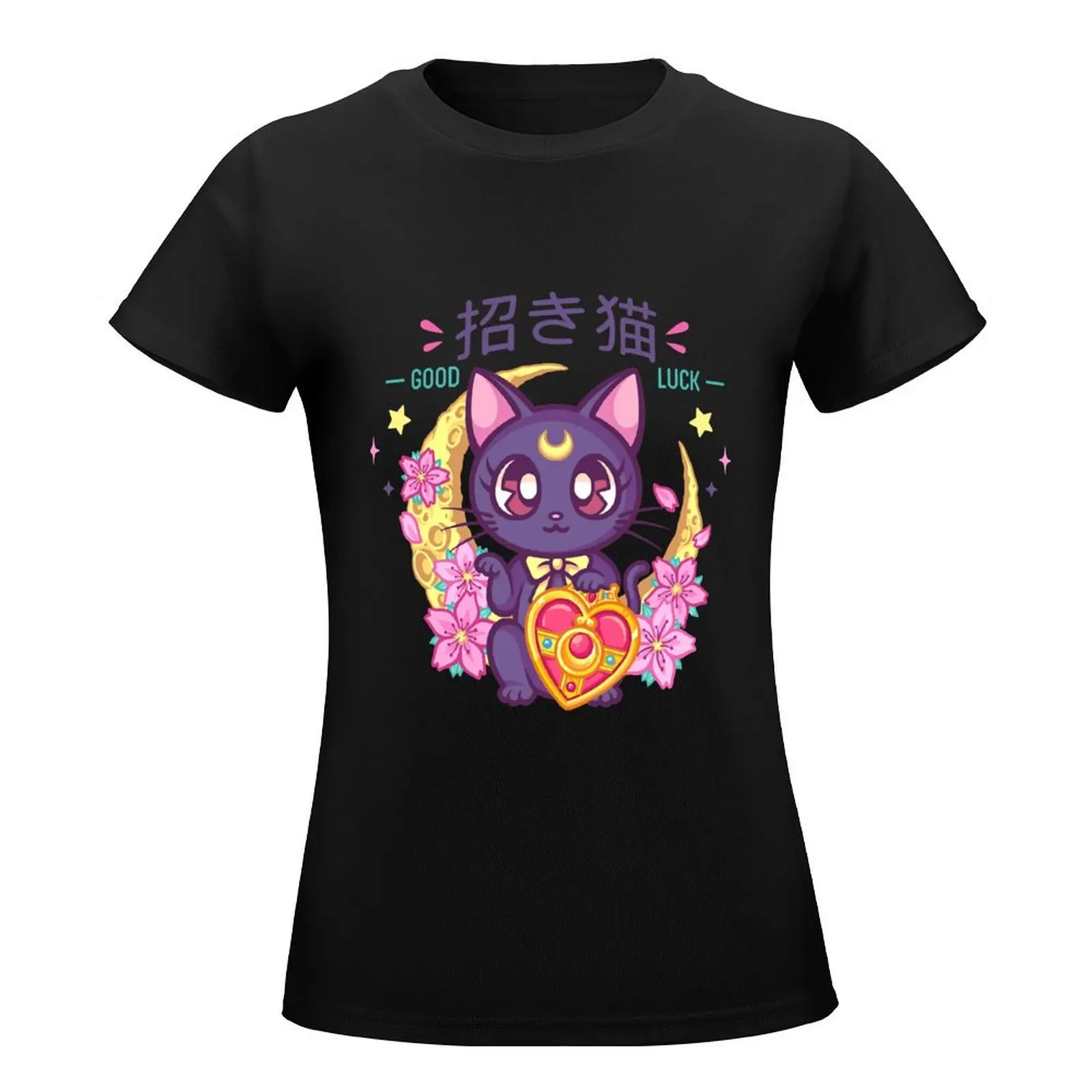 Lucky Cat Luna T-Shirt Blouse anime clothes clothes for Women