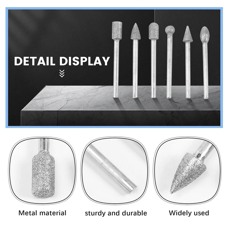 40 Pieces Diamond Burr Bits Stone Carving Set For Dremel Rotary Tool With 1/8 Inch Shank For Polishing Engraving Stone