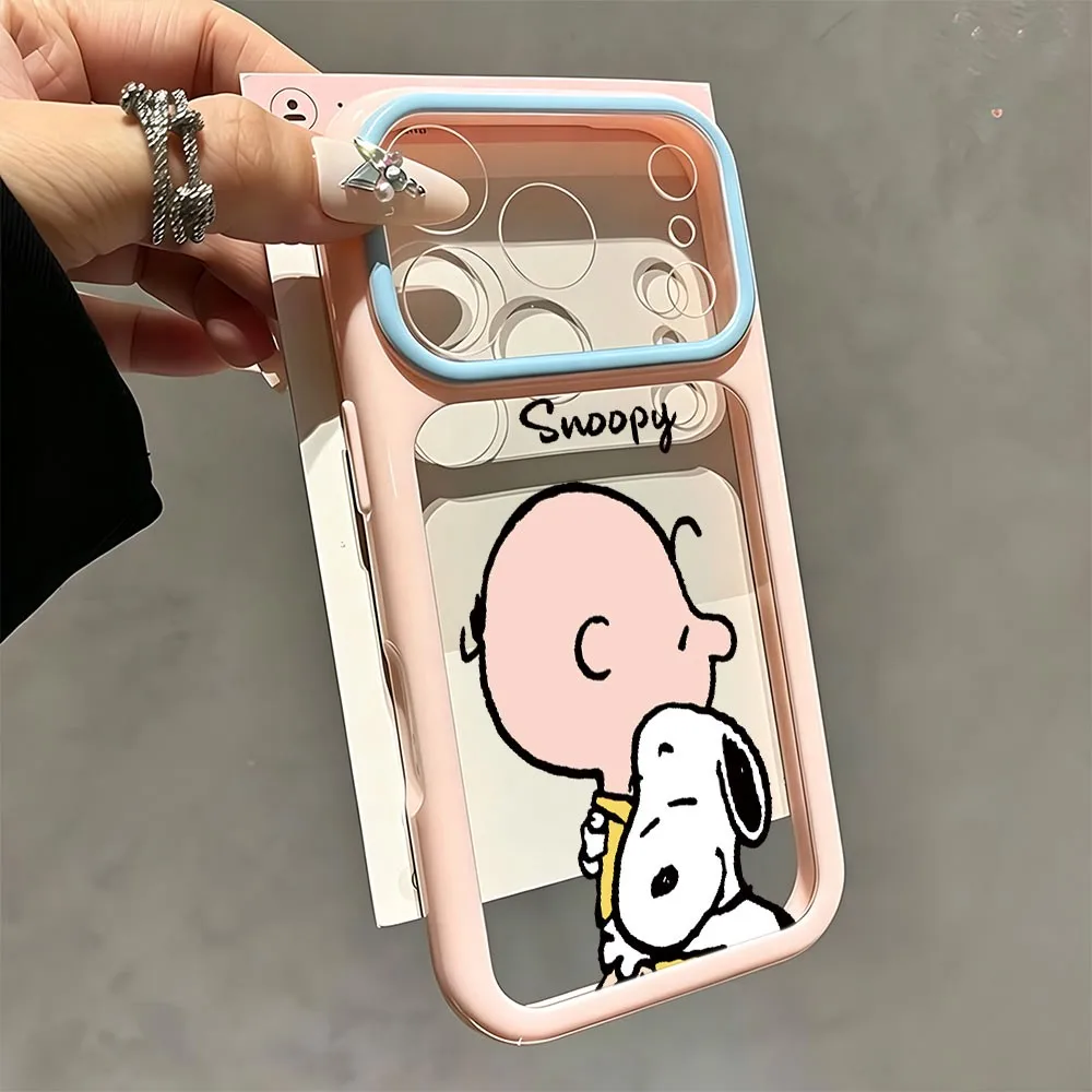 Cartoon-Hund Transparente Stoßfeste Schlanke Bonbonfarbene Klare Handyhülle für iPhone 18 17 Pro Max 14 16 15 13 11 12 S-Snoopys – Detail 3