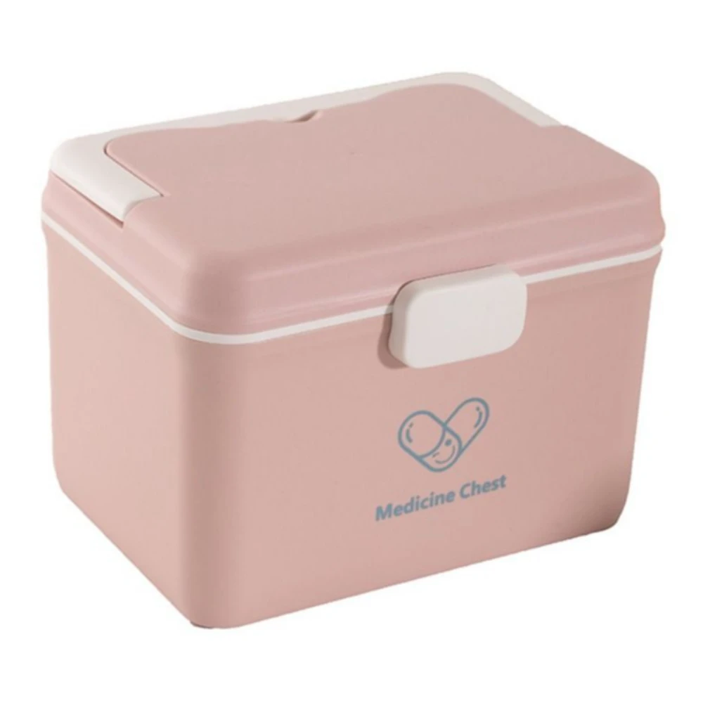 

Double Layer Medicine Storage Box Large Capacity Portable Emergency Box Buckle Design with Handle Medicine Case