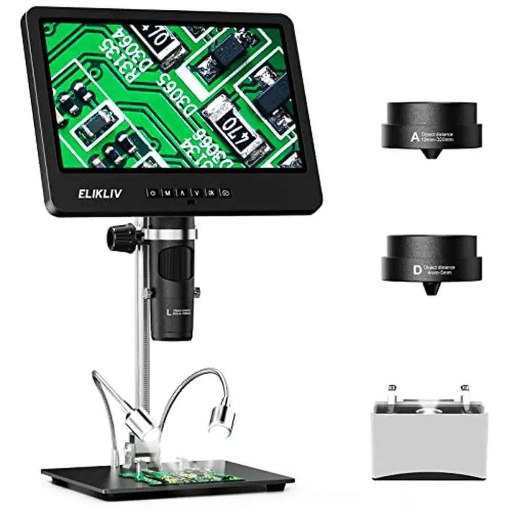 LCD Digital Microscope Kit 3 Lens 7 Inch Coin Soldering Biological Observation 24MP 2160P 1500XногоCHandle PCB Watch Repair QC