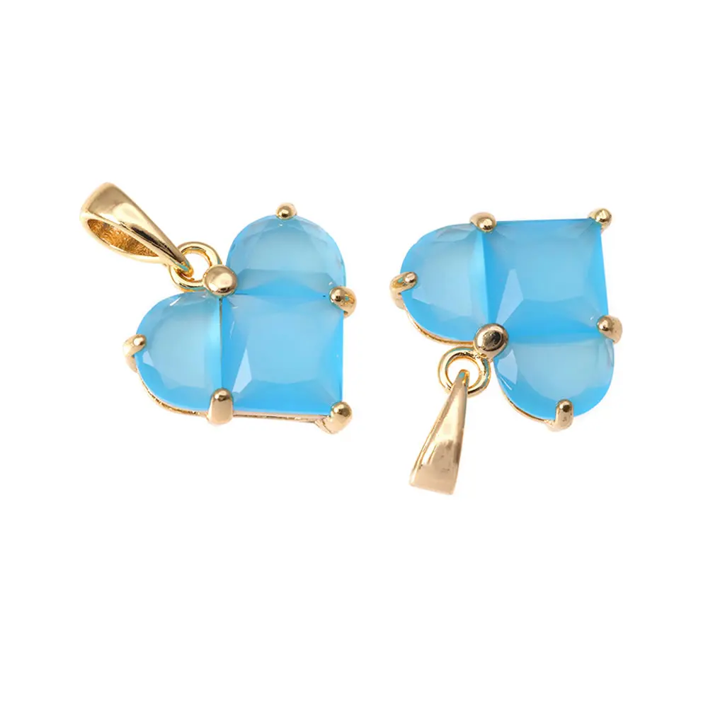 18K Gold Farbe Messing und Zirkon Herz Charms Anhänger Hochwertige Schmuckherstellung Halskette Ohrringe Zubehör für Frauen – Detail 6