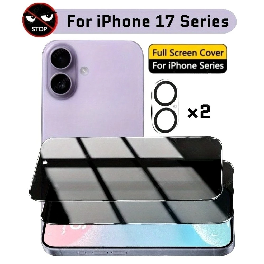 

Антишпионская защитная пленка 4 в 1 для iPhone 17 16 15 14 Pro Max 16e 17 Стекло для объектива воздушной камеры для iPhone 13 12 11 Pro 15 14 Plus