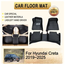 Car Floor Mats Fit For Hyundai Creta Cantus Solaris HC SU2 2019~2025 Leather Pad Foot Carpet LHD Cover Auto Interior Accessories