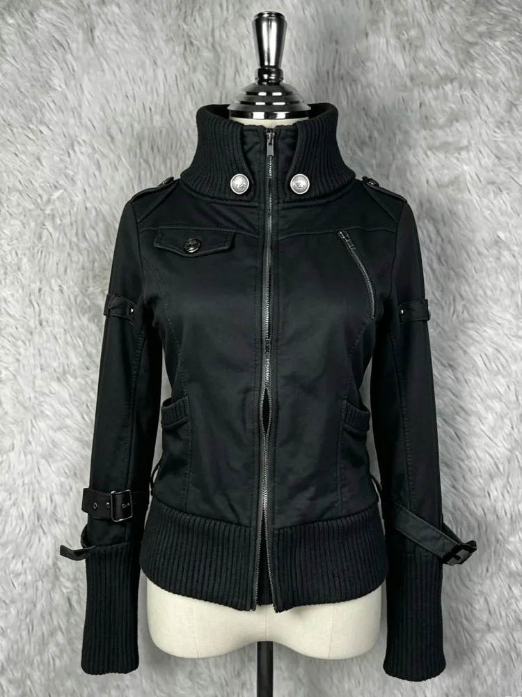 Vintage Harajuku Subkultur Damen Zip-Up Jacke Y2K Grunge Ästhetik Stehkragen Sweatshirt Lässige Street Fashion Oberbekleidung Neu