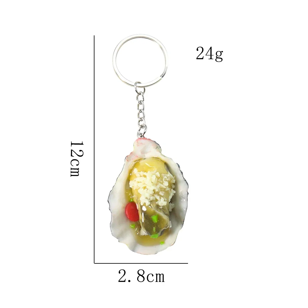 Simulation Food Keychain Seafood Oyster PVC Pendant  Car Key Accessories Backpack Charm Restaurant Client Gift Chef Cook Keyring