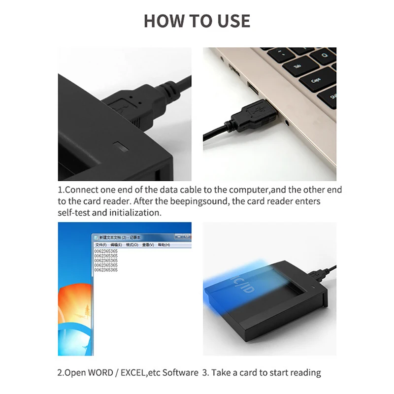 Contactless Desktop RFID Card Dual-frequency Reader 125KHz 13.56MHz for IC Card Recognition, ID & IC Access Control Controller