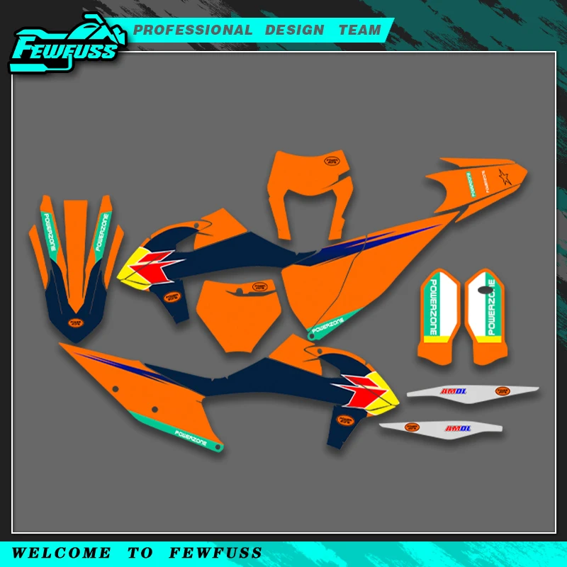 

Fewfuss для KTM 125 250 300 350 450 500 SX SXF 19-22 EXC EXCF XCW 2020-23 мотоциклетные графические наклейки, наклейки, номер, имя, индивидуальный заказ