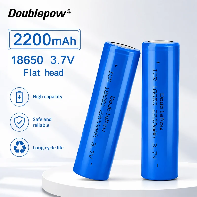 18650 3.7V 2200mAh ICR Rechargeable Lithium Battery Li-Ion Li-po Battery Flat Head for Headlamp Fan Laser Pointer Flashlight