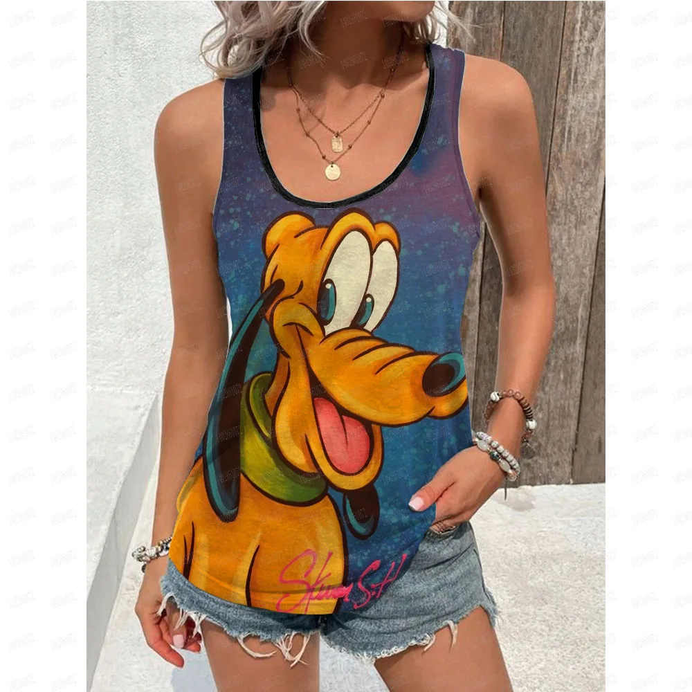 

Футболка с аниме, топ Tnak, топ с принтом Disney Goofy, рубашка без рукавов, короткая футболка, женская одежда, короткий топ