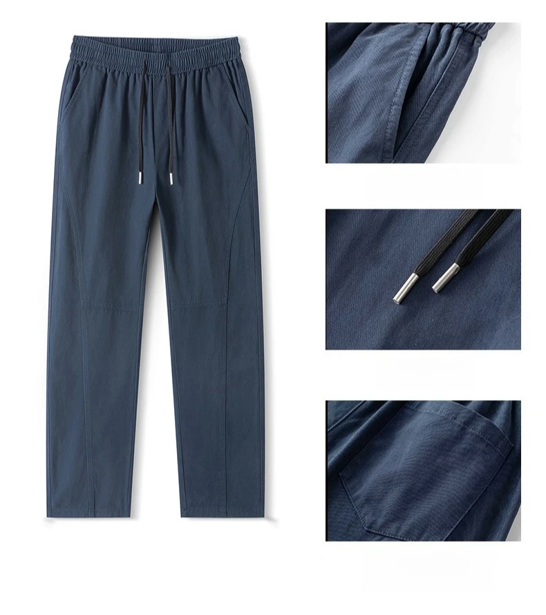 Bequeme Herren-Baumwollhosen | Frühling Sommer Gerade Geschnittene Weite Hose | Lässige Weite Hosen für den Alltag S-4XL – Detail 3