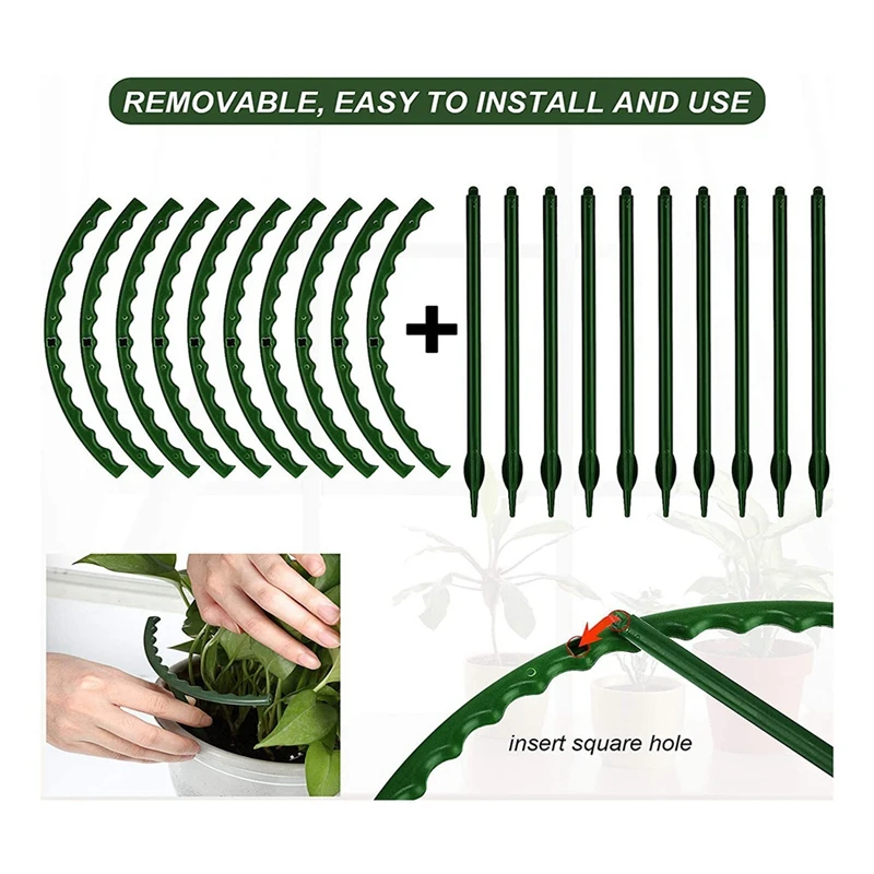 20PCS Plant Support Pile Frame Greenhouse Arrangement Semicircle Fixed Rod Indoor Flower Plant Vine Climbing Bracket