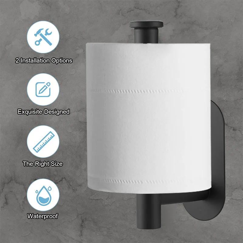 Adhesive Toilet Paper Holder Stainless Steel Tissue Hanger Waterproof Toilet Paper Stand Bathroom Accessories Paper Towels Hold view 4