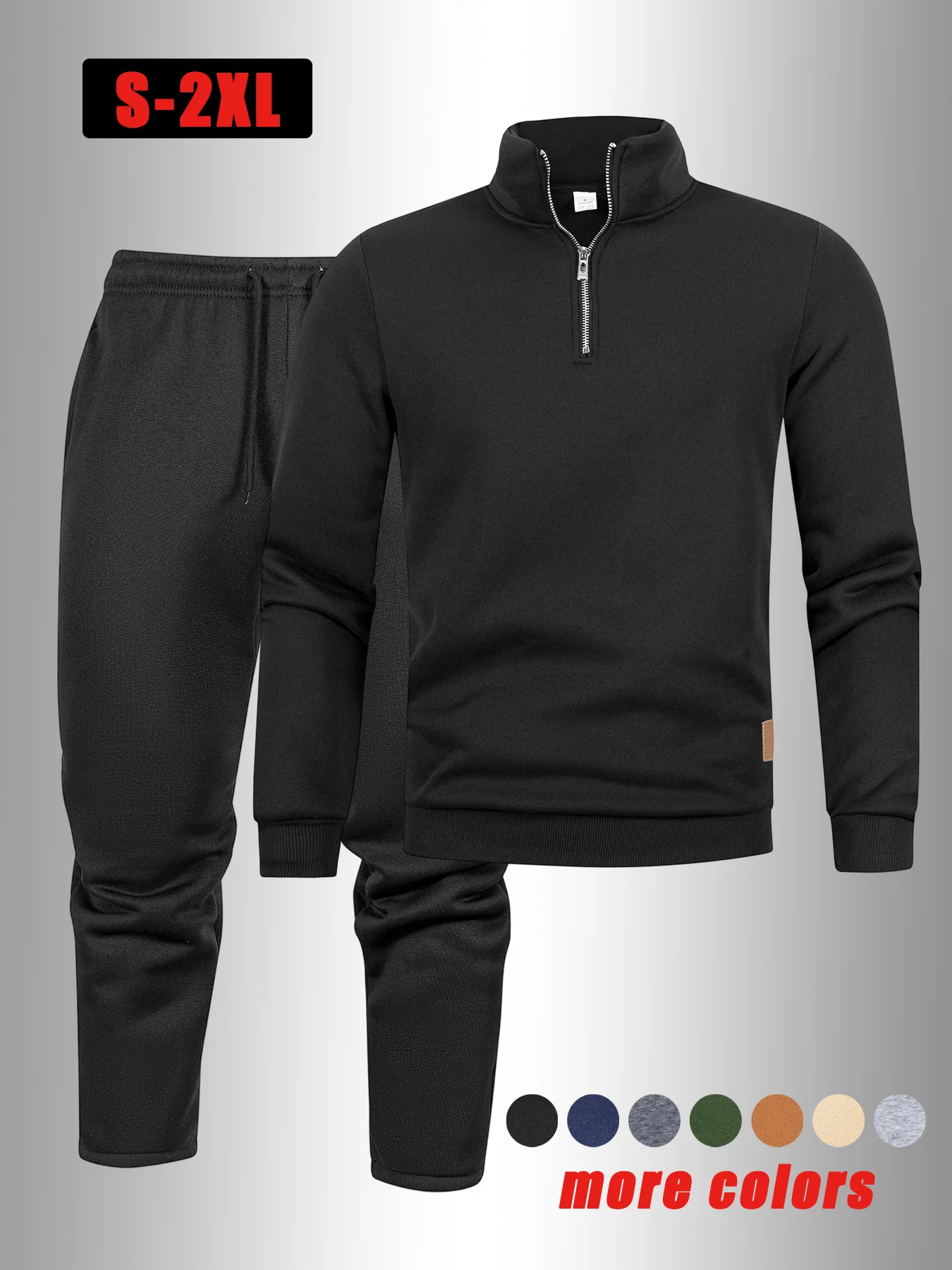 Men Autumn Casual Sweatshirt and Sweatpants Two-Piece Set Regular Fit Outdoor Sport Suit Daily Streetwear Stand Collar Tracksuit