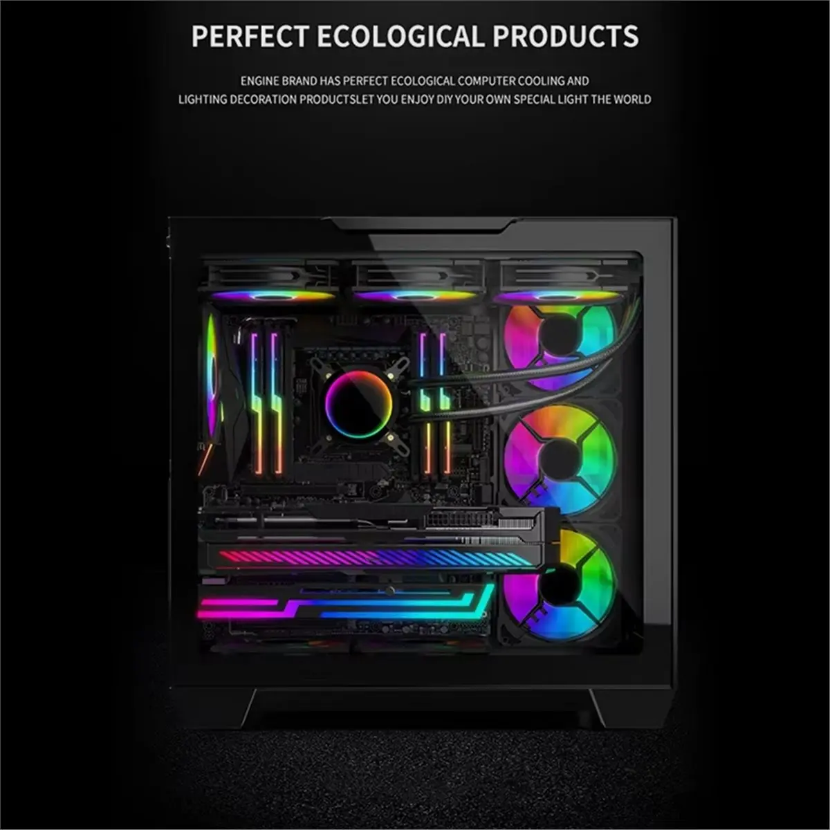 2PCS 3PIN Graphics Card GPU Bracket with Built-in 5V ARGB Strip Adjustable Length Height Stable Support Anti-Deformation
