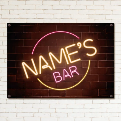 Personalised Retro Neon Effect Bar Sign Custom Garden Metal Street Gift Plaque