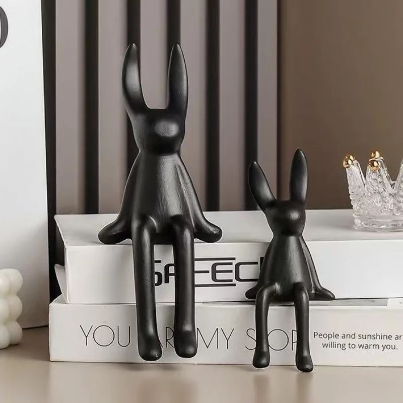 Unzip Creative Sitting Long-eared Rabbit Ornament High-end Light Luxury Living Room TV Cabinet Home Decoration