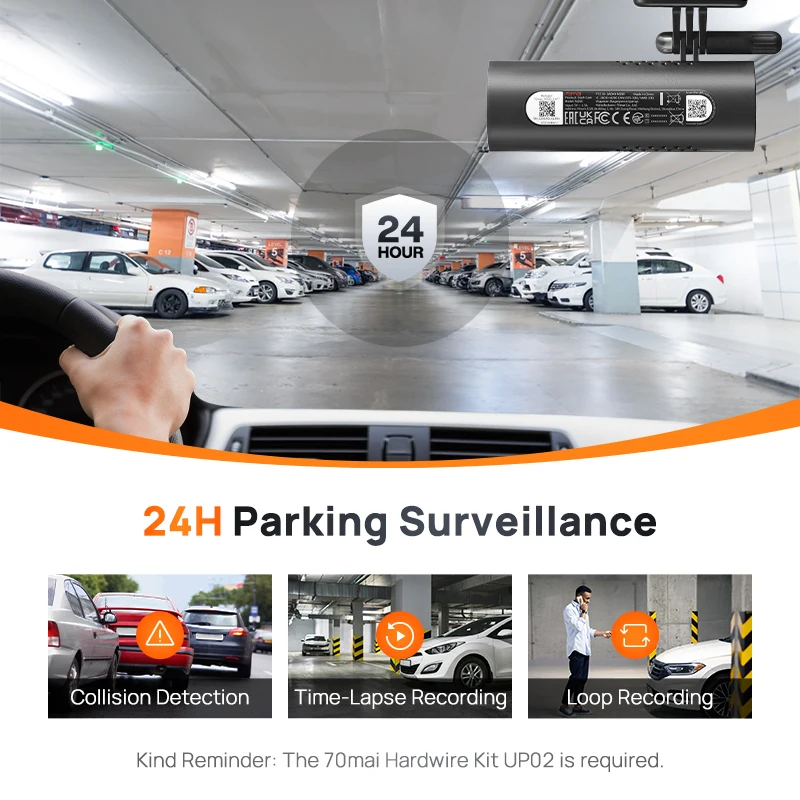 70mai Dash Cam 3 M200 APP English Voice Control 1080P HDR Night Vision 24H Parking Surveillance 70mai Car DVR M200 WIFI