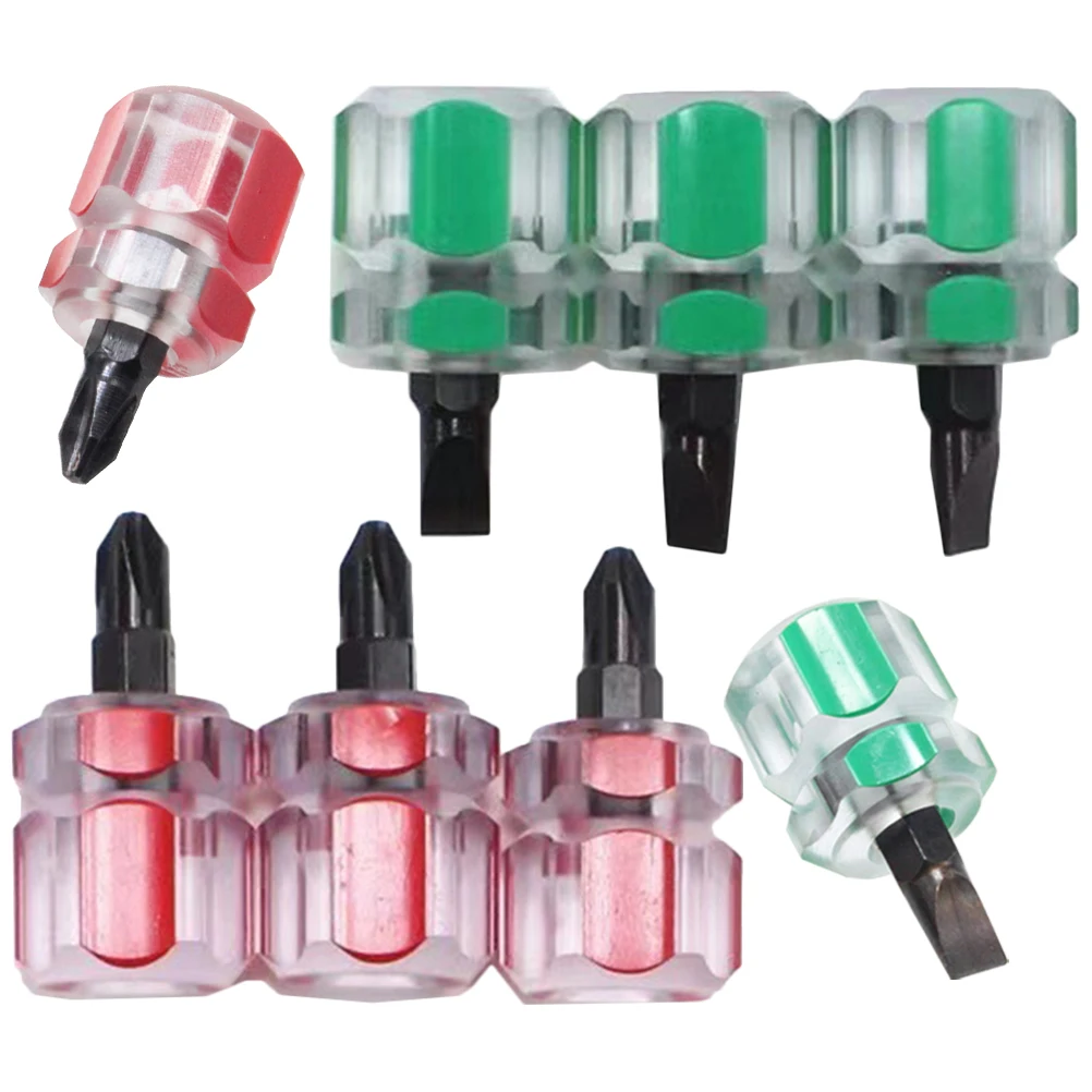 

8 pcs Screwdriver Mini Short Screwdriver Repair Stubby Small Short Handle Metal Plastic Durable Home Electronics Automotive
