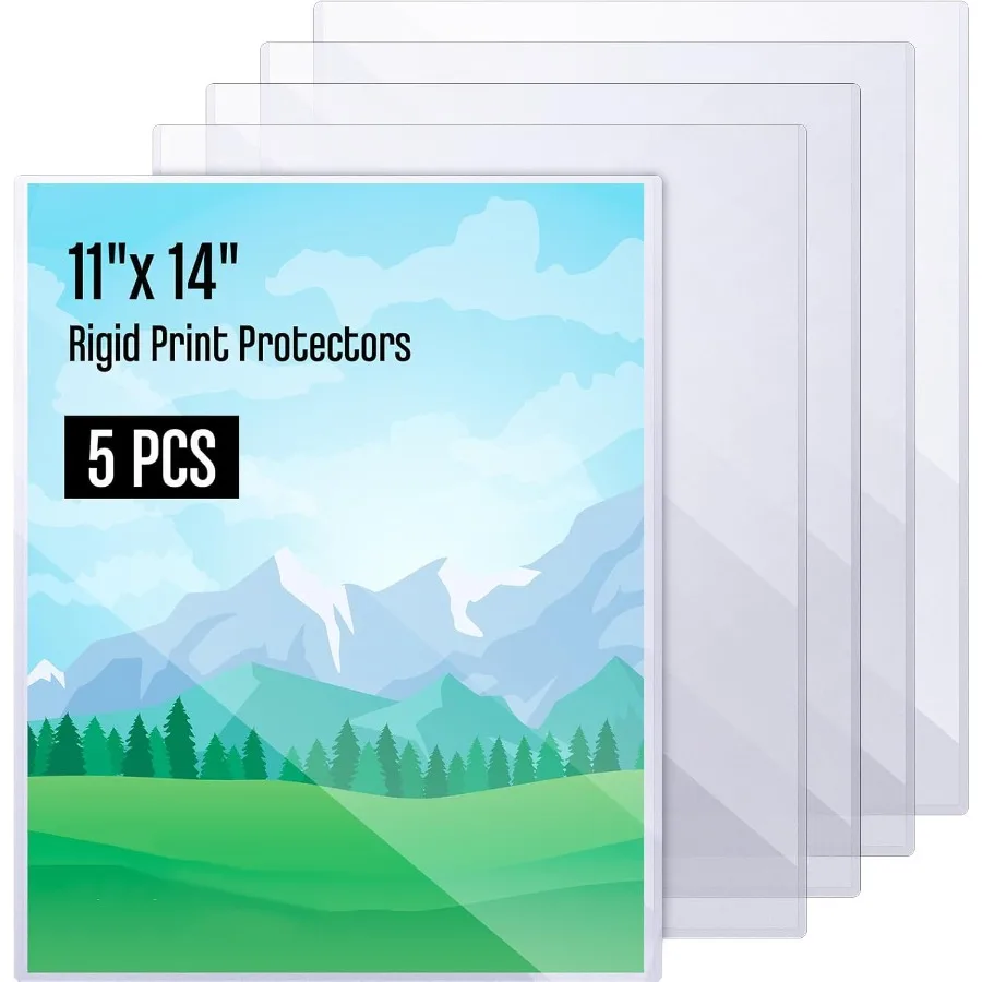 

5 Pcs 11x14 Ih PVC Rigid Print Protectors Heavy Duty Hard Plastic Poster Sleeves for Prints Magnes Photos Paper Ideal Rigid Men
