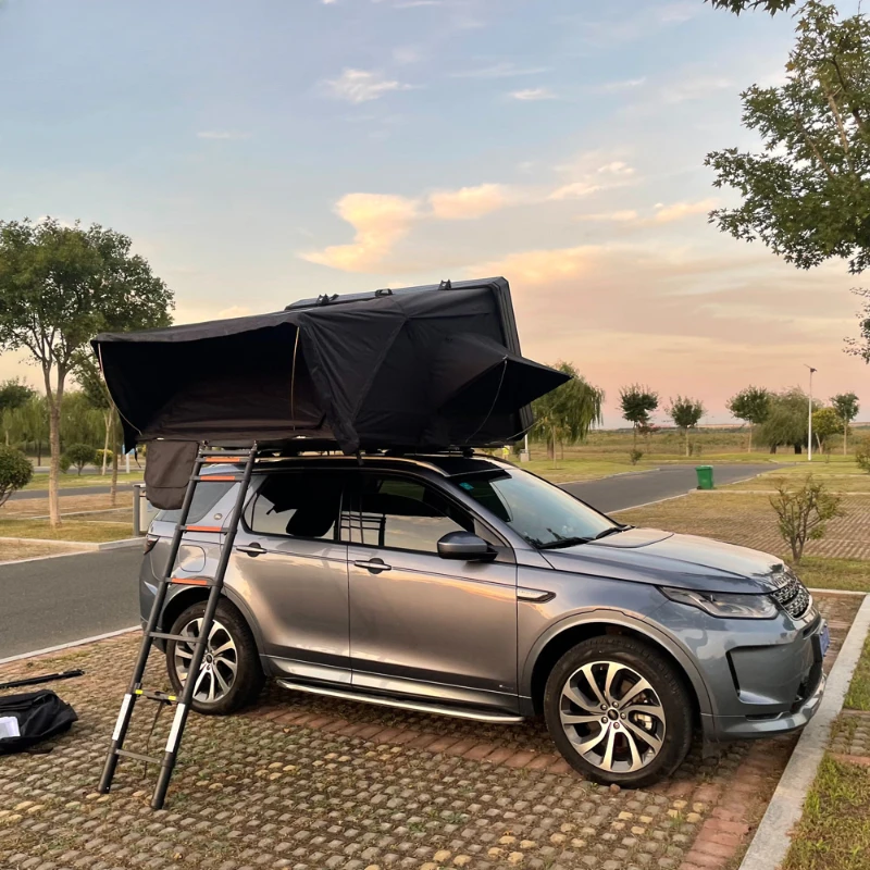 aluminium hard shell car roof top tent with luggage racks