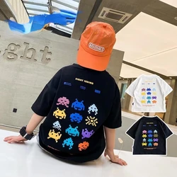 T-shirt estiva a maniche corte per ragazzi nuova maglietta girocollo per bambini piccola e media moda Casual Versatile a mezza manica per bambini