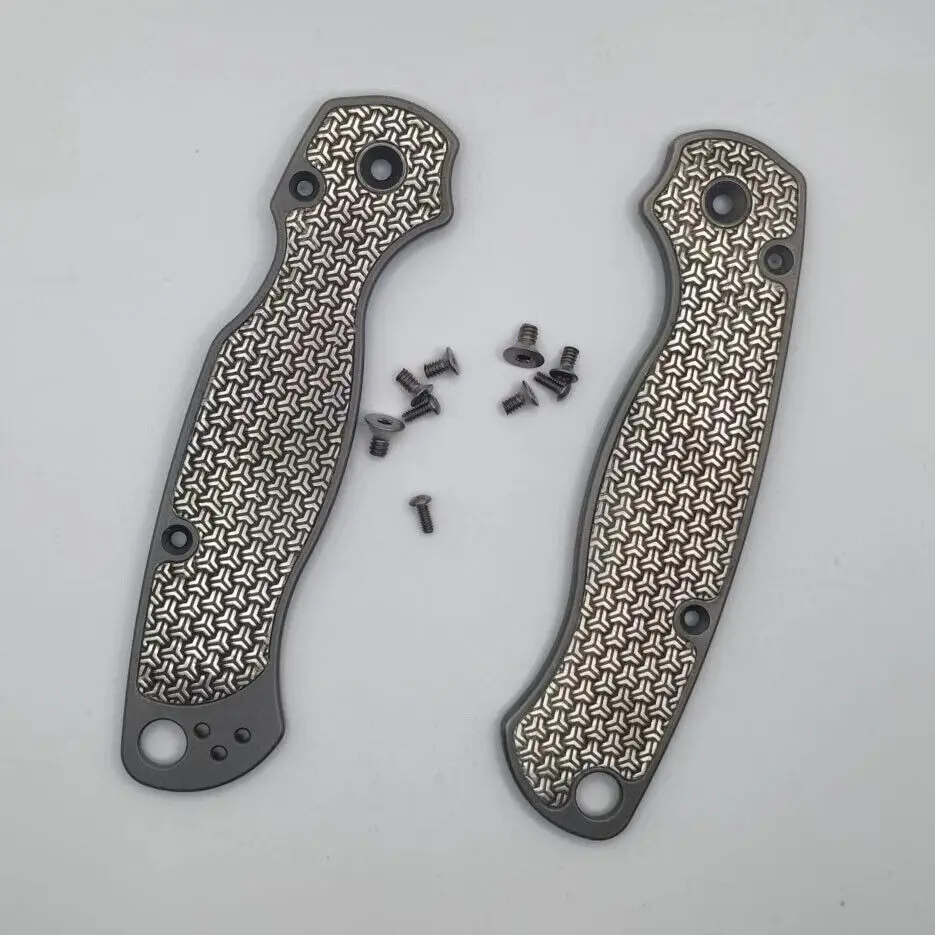 1 Pair Custom MadeTC21 Inlaid S925 Nail Plate Handle Scales for Spyderco C81 Paramilitary 2 PM2 Modify