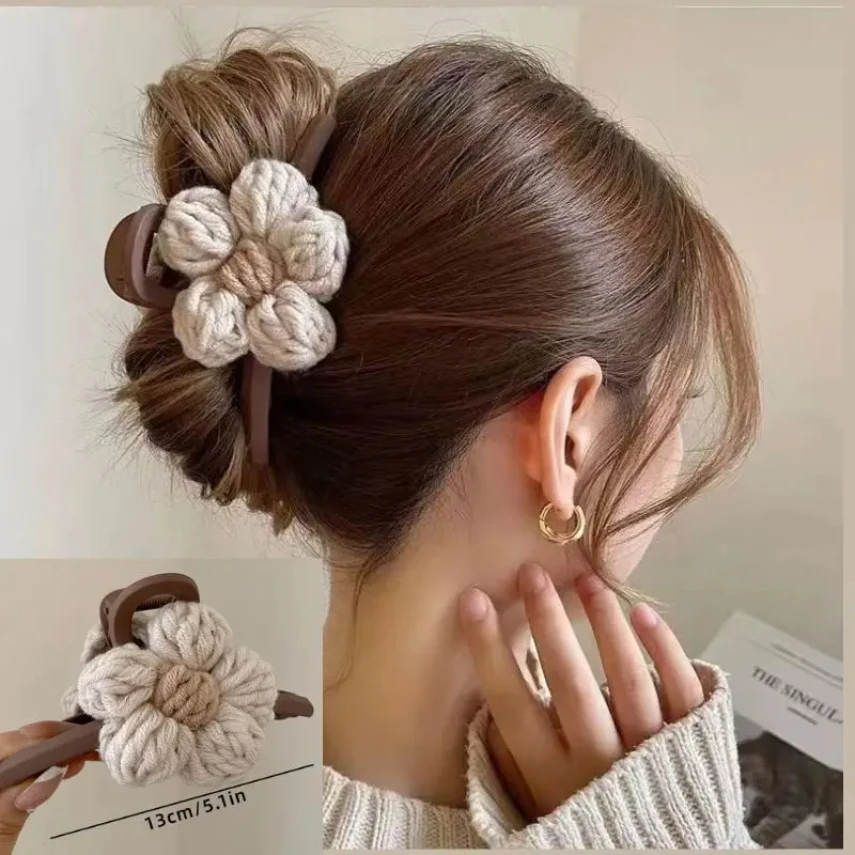 

Women Claw Clip Wool Flower Acrylic Hair Claws Hairpins Girl Shark Clip Headwear Korean Fashion Hair Accessories Gift