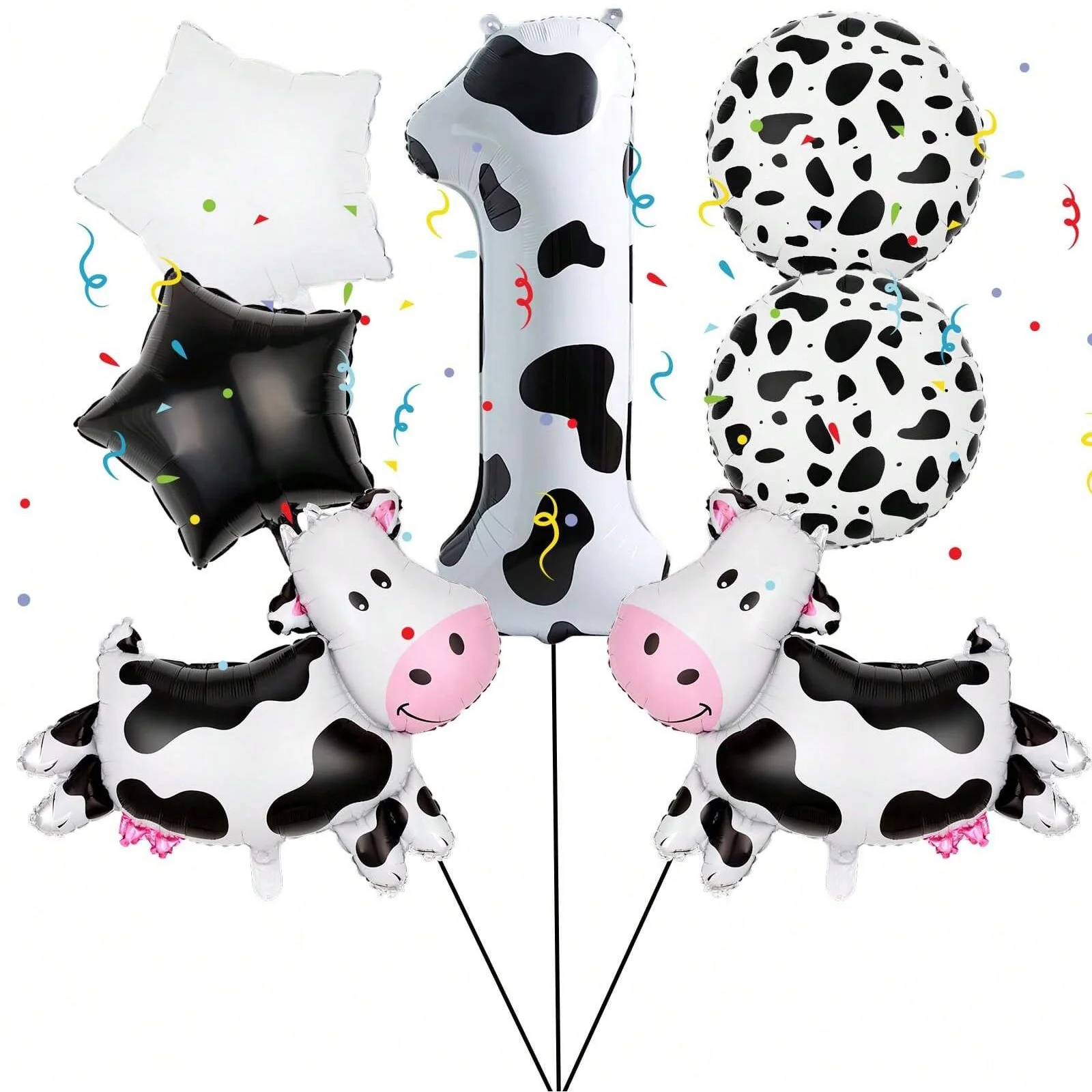 7 stücke Kuh Tier Ballon Druck Set Mylar Ballon Kuh Bauernhof Tier Thema Party Liefert Geburtstag Party Dekoration