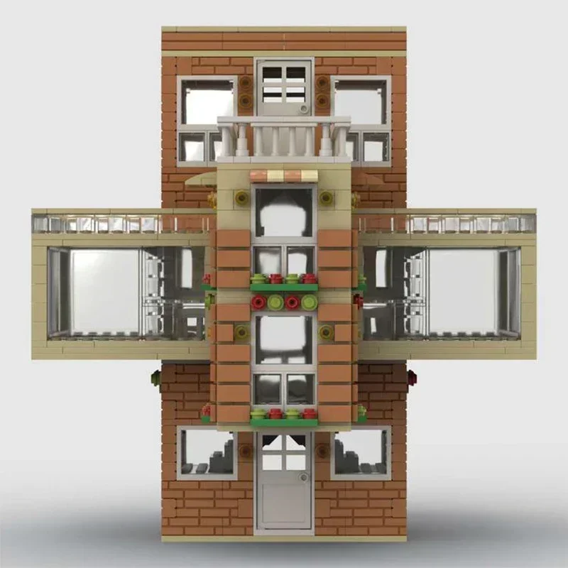 City Street View Model Moc Building Bricks Kongming Lock Crossor House Technology Blocks Gifts Christmas Toys DIY Sets Assembly