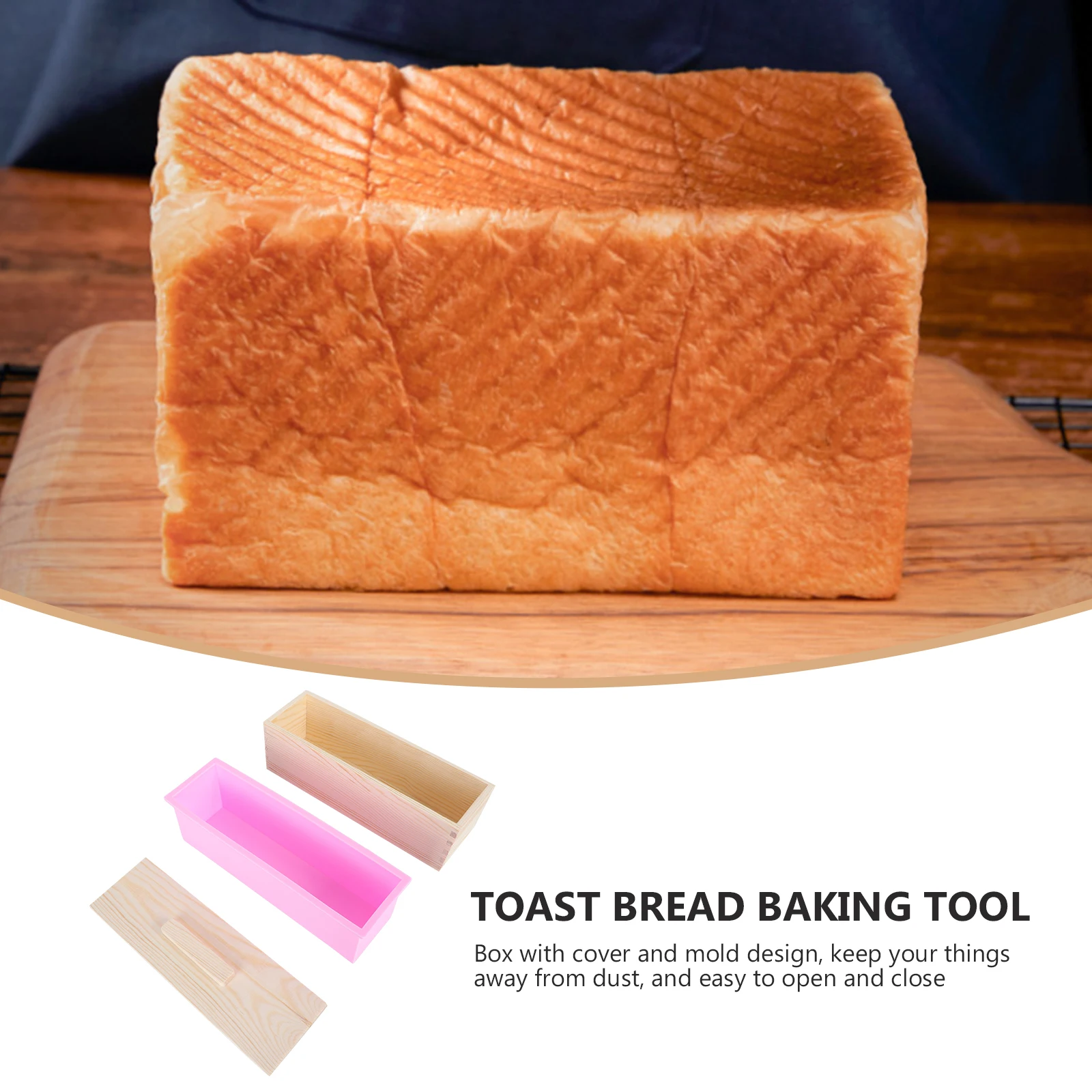 

1 Set Of Bread Container Premium Wood Storage Box Silicone Lid For Soap Toast Kitchen Organizer Multipurpose Wooden