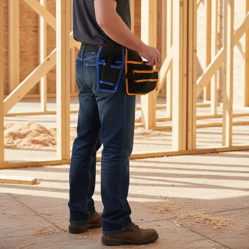 Dual Compartment Oxford Tool Waist Bag Adjustable Belt Lightweight Holder for Squeegee Window Tinting Installation