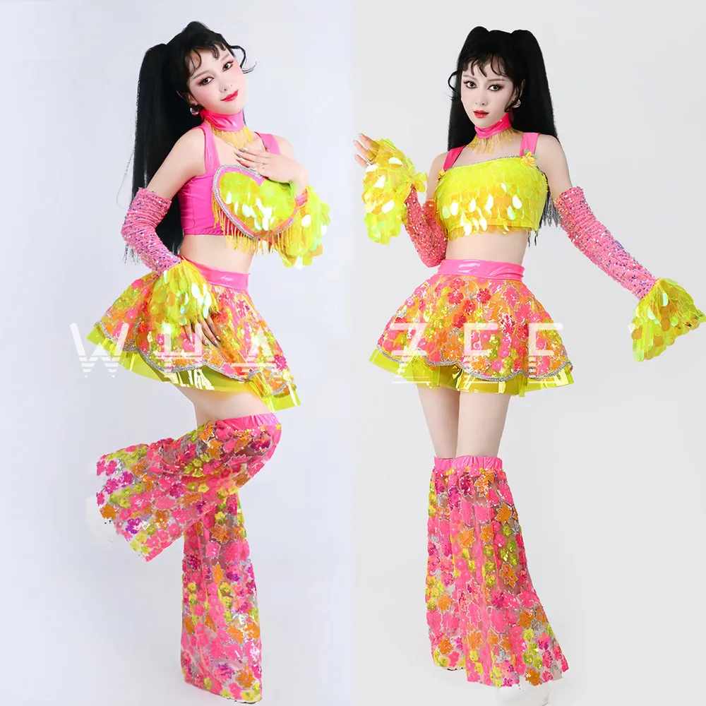 الملونة الترتر الرقص الزي ملهى ليلي بار المرأة راقصة المغني مجموعات مثير المرحلة ارتداء عطلة حفلة عرض جميل ملابس رقص