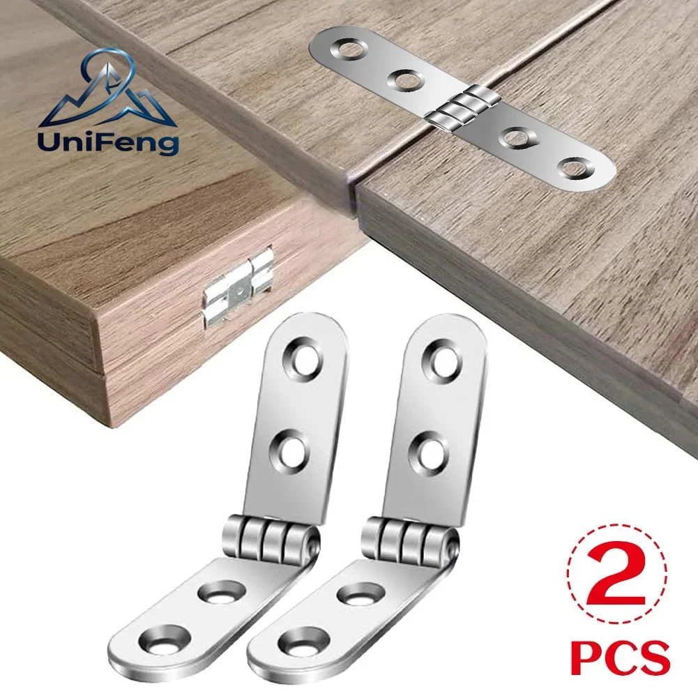 180 Degree 2pcs Foldable Hinge Flap Screw-On Hinges For Sewing Machine Cabinet Rounded Corner Buffer Hinge Furniture Hardware