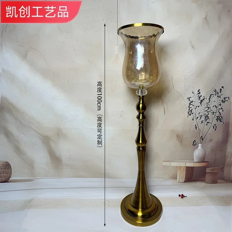 Wedding props Lu Yin golden wrought iron vase hotel banquet aisle flower banquet venue flower ornament