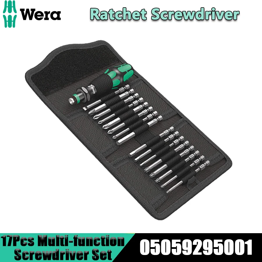 Wera 05059295001 17 Pcs Multi-function Precision Screwdriver Set with Ratchet Screwdriver and Bit Set Hand Tools KK 60