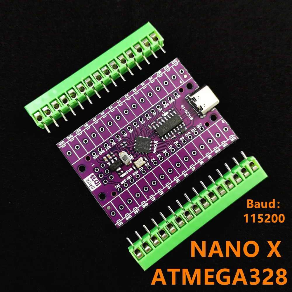 NANO X ATMEGA168P-MU QFN32 5V 16Mhz Type-C USB CH340C SOP16 Compatible with the Original+Terminal Adapter Expansion Board 2 in 1