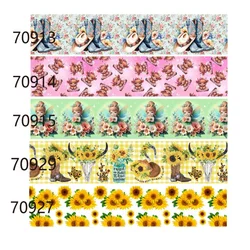 5Yards Western Cowboy Sunflower Grosgrain Ribbon for Bows Gift Packaging Accessories Craft Materials