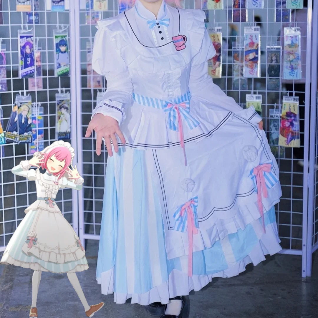 Ootori Emu  Collaboration Cosplay Fluffy Maid Outfit 3D Cute Dog Headband Cute Maid Lolita Virtual Idol Stage Costume Wig Set view 6