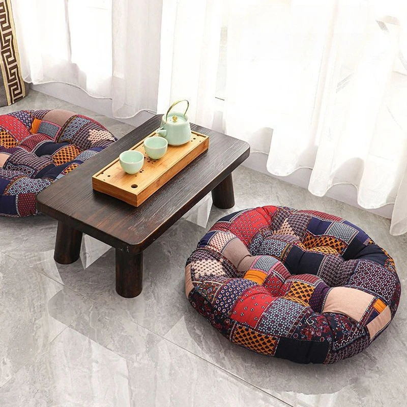Thickened Colored Large Seat Cushion Cotton and Linen Soft Breathable Bay Window Mat Tatami Cushion Ethnic Floor Cushion Cojines