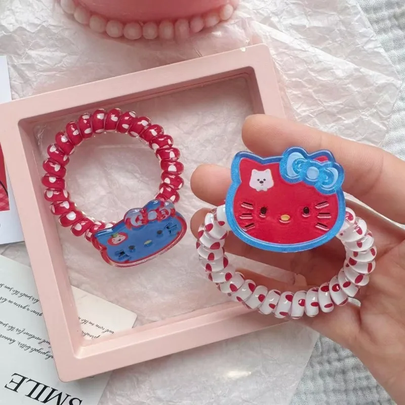 

2pcs Hello Kitty Hairbands Cute Women Accessories Versatile Sweet Ponytail Hair Tie Decoration Children Toy Girl Gift Wholesale