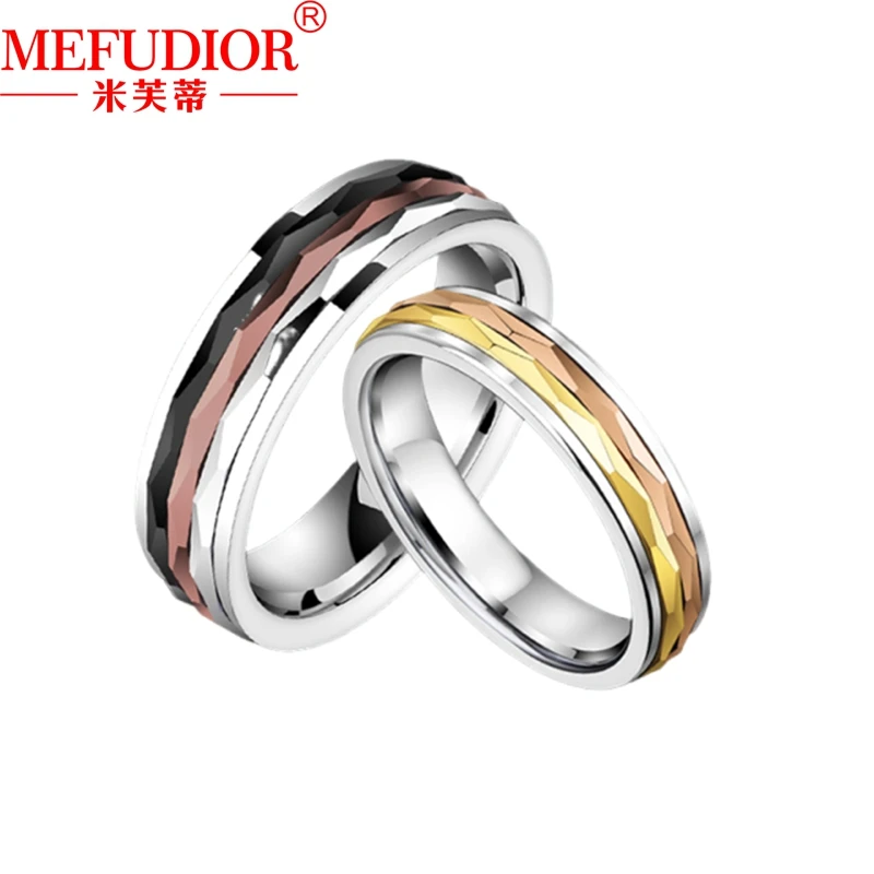 

Tungsten Gold Rotating Men Ring 5\6MM Wide Gold\Brown Colour Hip Hop Wedding Band High Quality for Couples Party Jewelry Gift