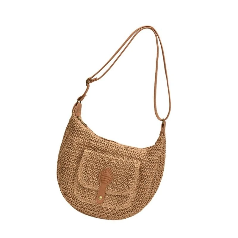 A3PE Women Women Straw Beach Bag Simple Crossbody Bag Bag Counder Handmade Bag Daily Bage Daily #6