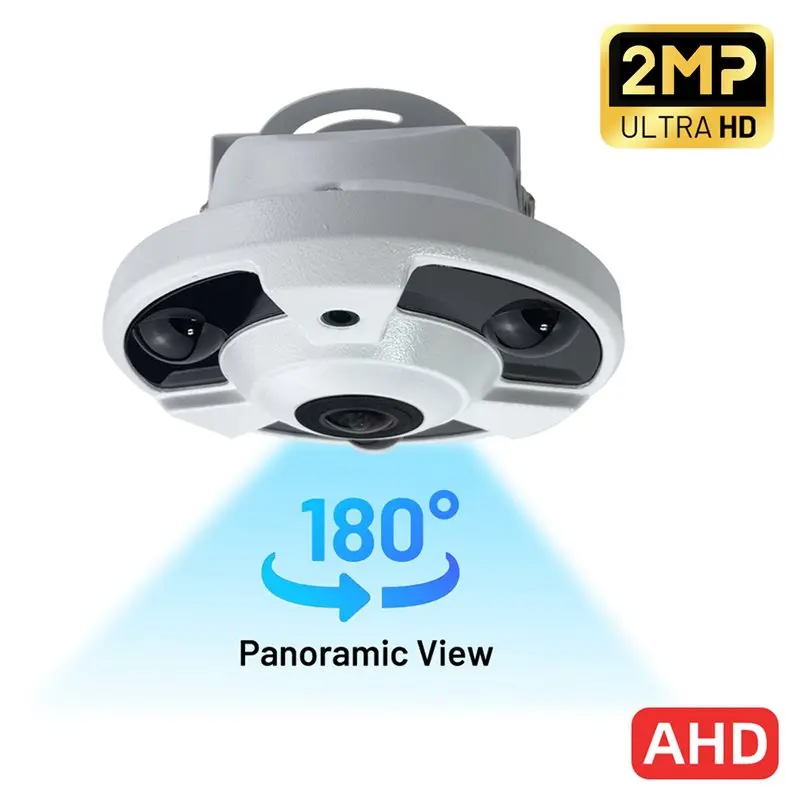 CCTV 180° Panoramic AHD Camera 1.7Mm Lens Wide Angle View TVI CVI 4IN1 Day Night Security 2MP Dome Fisheye Camera