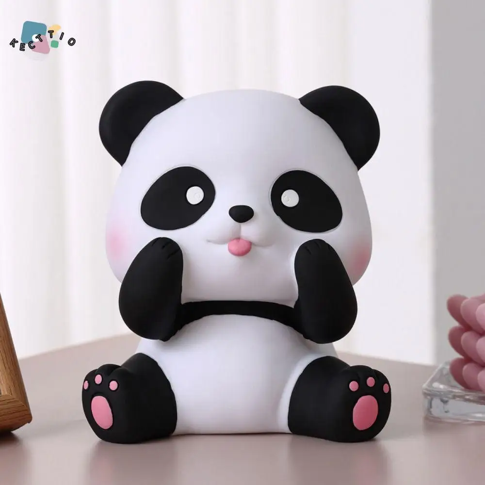 

Easy to Use Cute Design Panda Piggy Bank Cartoon Anti-fall Sitting Panda Saving Box Unbreakable Animals Ornaments Boys and Girls